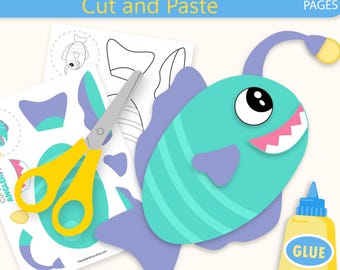 Anglerfish Craft for Kids | Cut and Paste Ocean Animal Activity | Printable Sea Animal Craft Template PDF