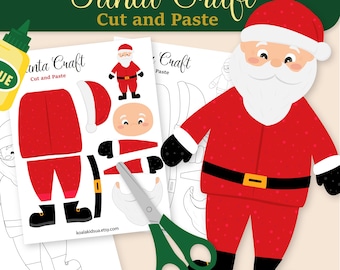 Manualidad de papel de Papá Noel: Corta, pega y colorea (imprimible)