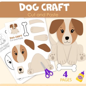 Hundehandwerk für Kinder | Jack Russel Terrier | Haustiere Aktivitäten | Ausschneiden & Einfügen | Ausdruckbare Welpe | Baue einen Welpen | Malvorlage Hündchen| Vorlage