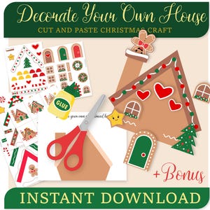 Gingerbread House Craft | Cut and Paste Christmas Activity (Digital Download)