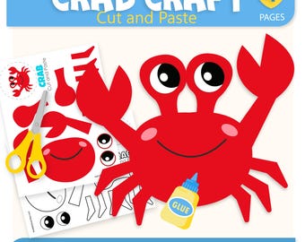 Crab Craft for Kids | Cut and Paste Ocean Animal Activity | Printable Sea Animal Craft Template PDF