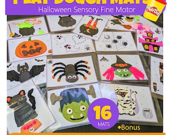 Halloween Playdough Mats | 16 Printable Activity Sheets (Digital Download)