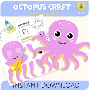 Printable Octopus Craft: Cut, Glue & Color - Kids Ocean Activity (PDF Download)
