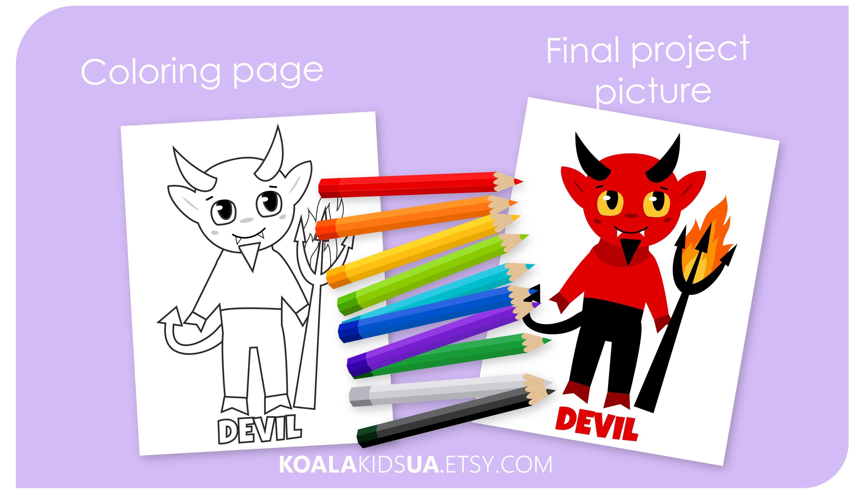 Devil Paper Craft: Halloween Activity, Color, Cut, Paste (printable ...