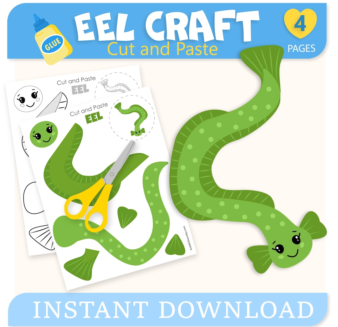 Eel Craft Template: Printable Paper Ocean Activity (PDF Download) - Etsy