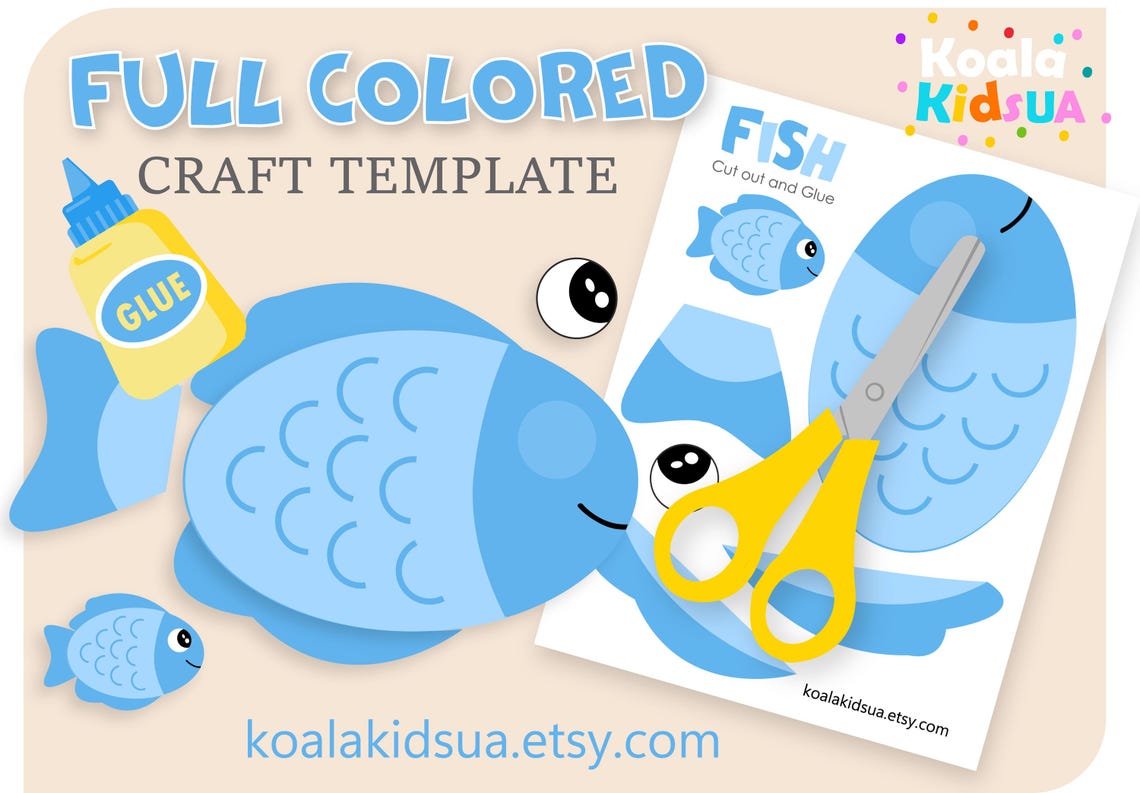 Fish Craft: Cut and Paste Paper Ocean Template (digital Download) - Etsy