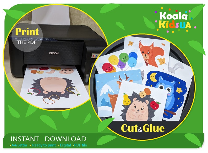 Cut and Paste Printable Activity for Kids Forest Animals Vol.1 BONUS 4 ...