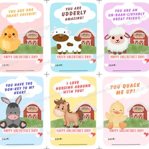 TÉLÉCHARGEMENT NUMÉRIQUE | Impression facile | Imprimable | Ferme Saint-Valentin | Animaux de la ferme | Saint-Valentin pour enfants | L'école Saint-Valentin | Jolie carte de Saint-Valentin
