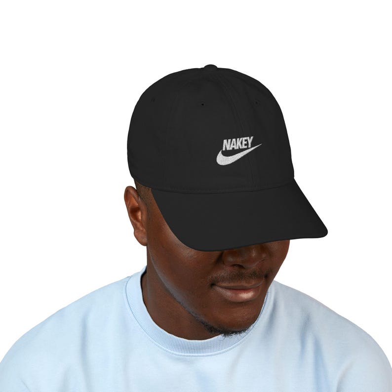 Nakey Swoosh Logo Baseball Cap | Embroidered Patch Cap image 3
