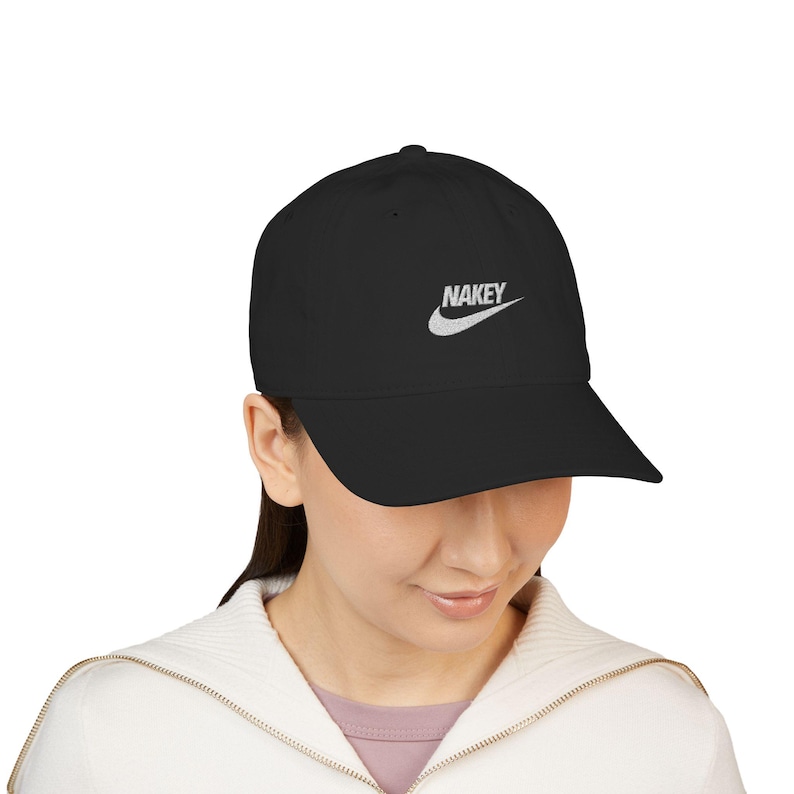 Nakey Swoosh Logo Baseball Cap | Embroidered Patch Cap image 5