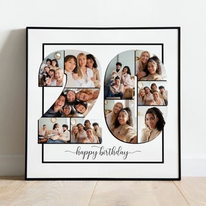 20 HAPPY BIRTHDAY photo collage | Canva template | Printable personalized wall art | Edit it yourself | Square 10 photo collage template