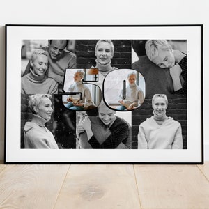 50 photo collage | Canva template | Printable personalized wall art | Edit it yourself | 8 photos collage template | Gift for 50th birthday