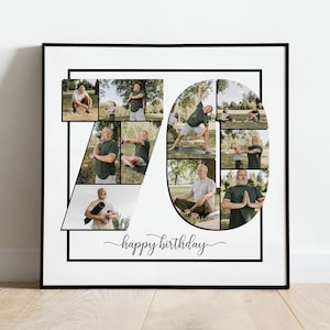 70 collage de fotos FELIZ CUMPLEAÑOS / Plantilla Canva / Arte de pared personalizado imprimible / Edítelo usted mismo / Plantilla de collage de fotos Square 10