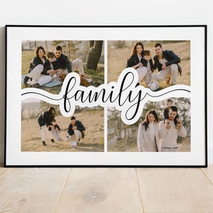 FAMILY photo collage | Canva template | Printable personalized wall art | Edit it yourself | 4 photos collage template | Landscape collage
