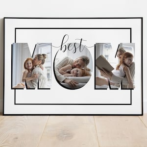 MEJOR collage de fotos de MAMÁ / Plantilla Canva / Arte de pared personalizado imprimible / Edítelo usted mismo / Collage de fotos de letras de mamá / Regalo para madre