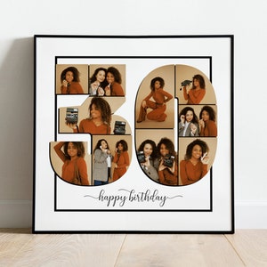 30 HAPPY BIRTHDAY Foto-Collage Canva Vorlage | Druckbare personalisierte Wandkunst | Bearbeite es selbst | Quadrat 10 Foto Collage Vorlage