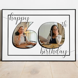 HAPPY 60TH BIRTHDAY Fotocollage | Canva-Vorlage | Druckbare personalisierte Wandkunst | Bearbeiten Sie es selbst | 2 Fotocollage | Geschenk für 60er Jahre