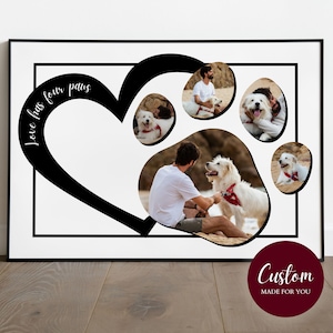 Custom Pet Photo Collage – Paw Print with Heart & &quot;Love Has Four Paws&quot; Quote | I Design It for You | Printable Pet Memorial Keepsake Gift