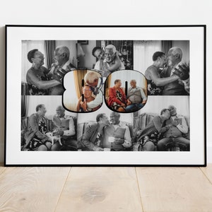80 collages de photos | Modèle de toile | Art mural personnalisé imprimable | Modifiez-le vous-même | Modèle de collage de 8 photos | Cadeau pour 80 ans
