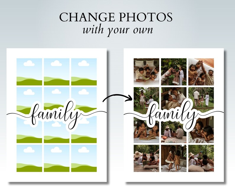 FAMILY Photo Collage Canva Template Printable Personalized Wall Art