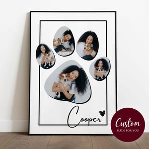 Custom Pet Photo Collage – Paw Print with Pet Name | I Design It for You | Printable Wall Art Gift for Pet Lovers | Pet Memorial Gift Idea