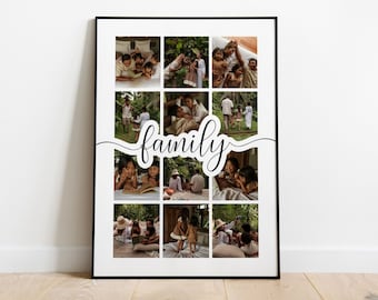 FAMILY photo collage | Canva template | Printable personalized wall art | Edit it yourself | Photo collage template for 12 (twelve) photos