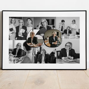 60 photo collage | Canva template | Printable personalized wall art | Edit it yourself | 8 photos collage template | Gift for 60th birthday