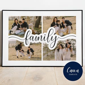 Family Photo Collage: Personalized 4 Photo Wall Art - Canva Template (Landscape)