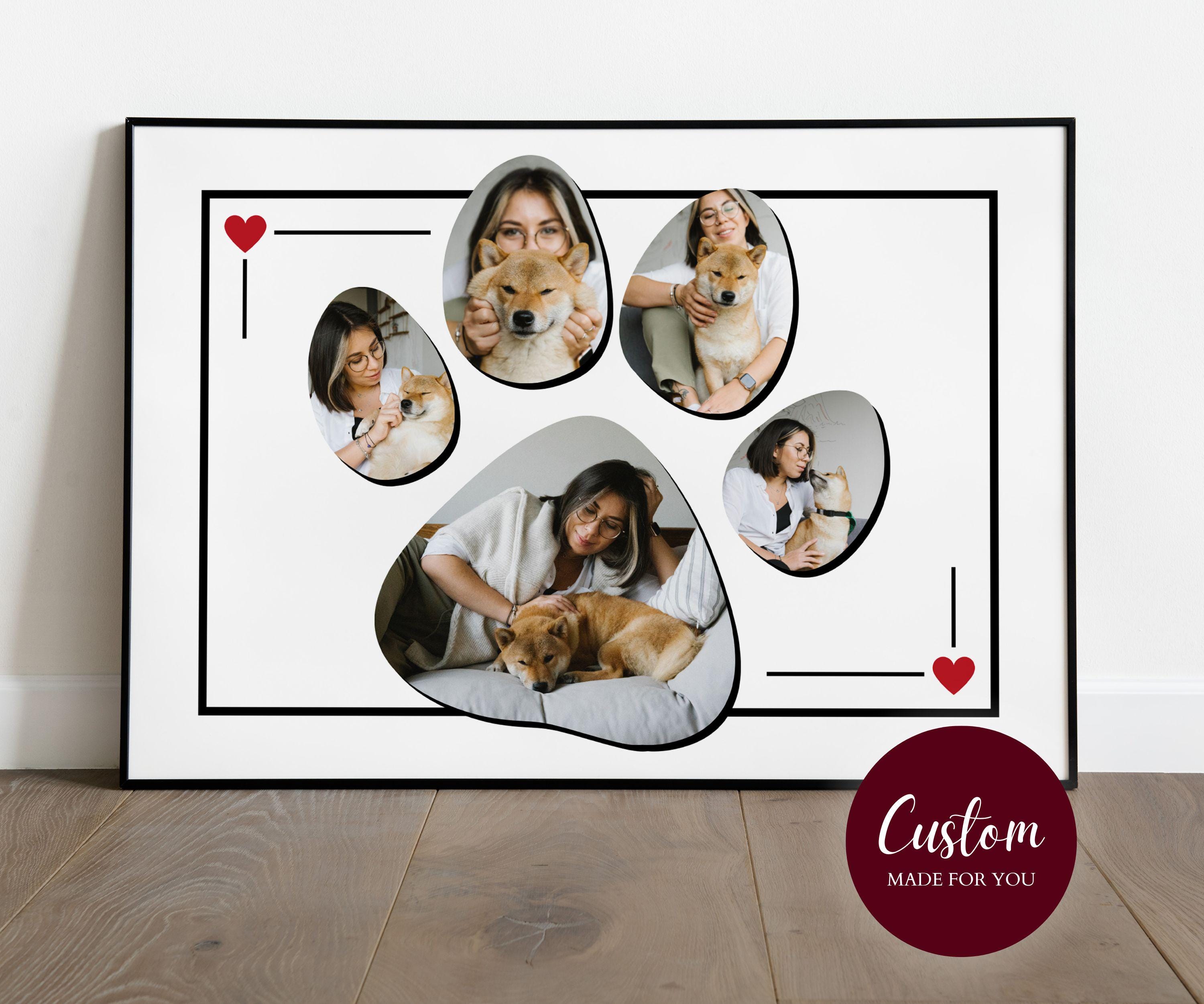 Custom Pet Photo Collage – Paw Print with Hearts | I Design It for You | Made-to-Order Dog Personalized Wall Art | Gift for Pet Lovers