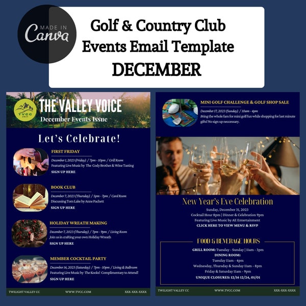 Golf & Country Club December Events Email Template - Canva Free