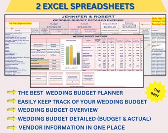 Expense Tracker: Excel Wedding Budget Spreadsheet,   Easy-to-Use Budget Template, Best Wedding Budget Planner, Wedding Budget Template