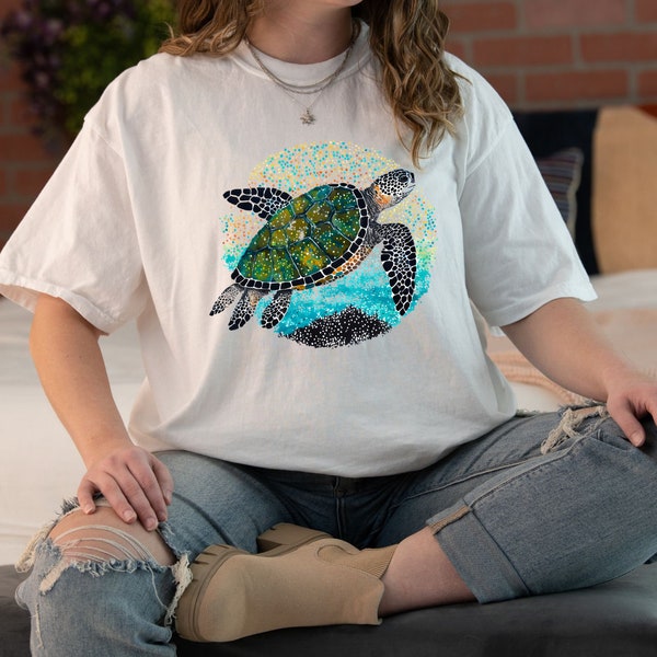 Sea turtle || watercolor turtle painting, oceanic drawing, Marine Science, Island t-shirt, Marine Life Conservation, Wildlife Tracking