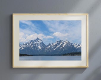 Grand Teton nationalpark-tryck, Jackson Lake Wyoming, bergsväggkonst