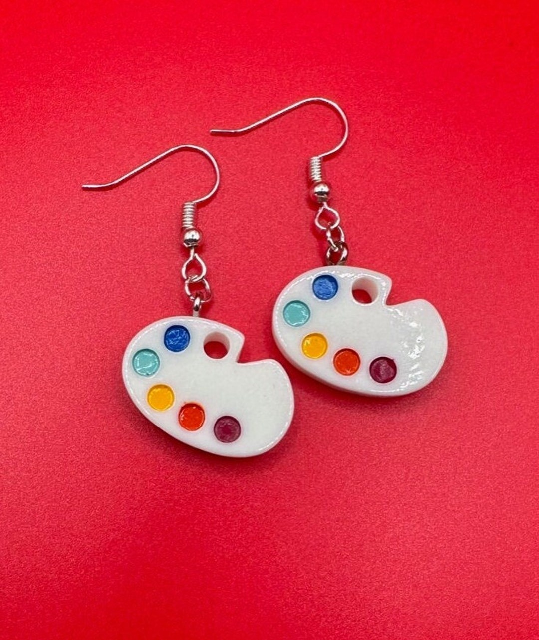 Paint Palette Earrings/silver 3D Palette Earrings/artist Etsy