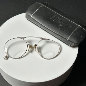 Antique White Gold-Filled Pince-Nez Glasses | Art-Deco-Style | Folding Bifocal Spectacles | Art Deco Eyewear | W.H. Taylor Optical Co.