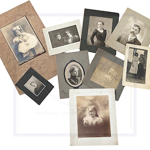 Lot de PHOTOS ANCIENNES : lot de 9 - cartes pour armoire de la fin des années 1800, photographie des années 1890, photographies éphémères de collection, photographies anciennes, photographies anciennes