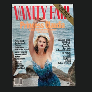 1993 VANITY FAIR Magazine | Cover: Claudia Schiffer | January 1993 | Marky Mark | Mark Wahlberg | Marcia Gay Harden | Anna Nicole Smith Ad