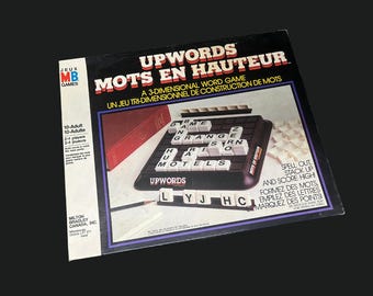 UPWORDS Board Game 1984 Edition | Milton Bradley Canada | 3D Word Stacking Game | Complete with Instructions | Very Good Condition