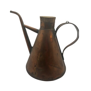Vintage Copper Oil Can | Antique Oil Can with Cork Top | Industrial Decor | Rustic Farmhouse Tool | 7 3/4&quot; Tall Collectible Oil Can