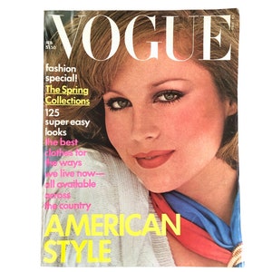 1976 VOGUE Magazine February 1976 Vogue Magazine - Cover: Rosie Vela I 1970s Vogue I Janice Dickinson I Patti Hansen I Iman 70s Fashion