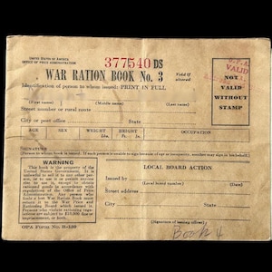 WWII War Ration Book No. 3 | 1943 OPA Rationing | U.S. Homefront Memorabilia | Vintage WWII Document | Military History Collectible