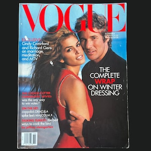 1992 VOGUE Magazine | Cover: Cindy Crawford & Richard Gere | Winona Ryder | Tatjana Patitz | Susan Holmes | Carla Bruni | Spike Lee