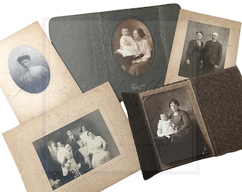 ANTIQUE PHOTO Lot: Set of 5 - From late 1800's Cabinet Cards 1890s Photography Collectible Ephemera Vintage Photographs Antique Photographs