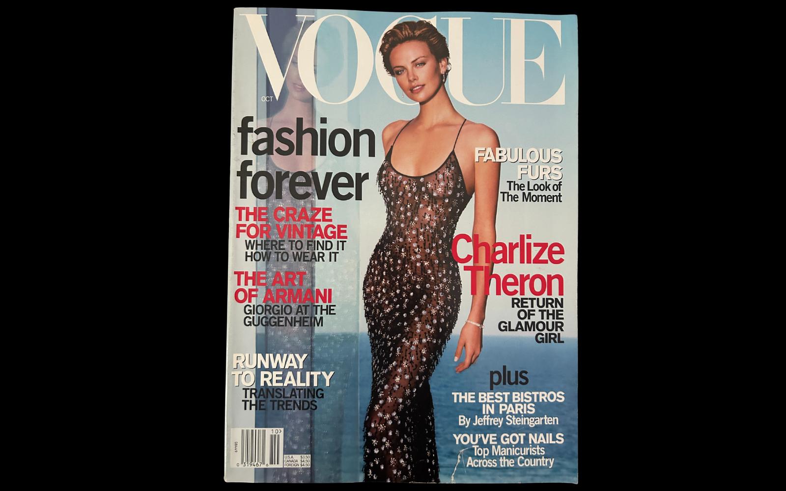 2000 VOGUE Magazine | Cover: Charlize Theron | October 2000 | Trish Goff |  Stephanie Seymour | Gisele Bundchen | Rhea Dunham - Etsy, image size:1600x1000