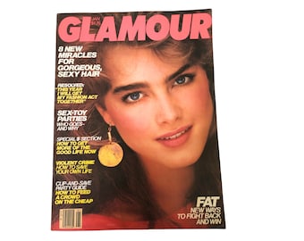 1982 GLAMOUR Magazine I Brooke Shields Cover I Glamour Magazine January  1982 I Beverly D'Angelo I 80s Fashion and Lifestyle Magazine
