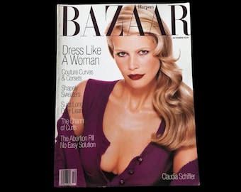 1994 HARPERS BAZAAR Magazine I October 1994 I Claudia Schiffer Cover I Gloria Vanderbilt I Kate Moss I Sarah Jessica Parker I Pulp Fiction
