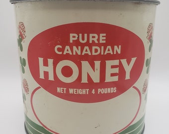 Vintage 1950’s Pure Canadian Honey Tin Collectable Tin Made in Canada Vintage Honey Tin Gift for Him Gift for Her Vintage Advertising Tin