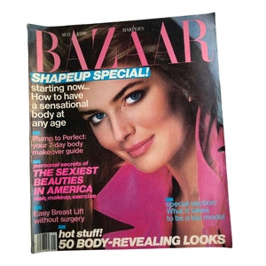 1985 HARPERS BAZAAR Magazine I Paulina Porizkova Cover I Harper&#39;s Bazaar Magazine May 1985 Jerry Hall Faye Dunaway Jamie Lee Curtis