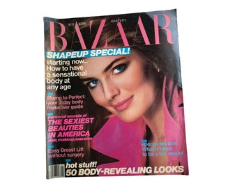 1985 HARPERS BAZAAR Magazine I Paulina Porizkova Cover I Harper's Bazaar Magazine May 1985 Jerry Hall Faye Dunaway Jamie Lee Curtis