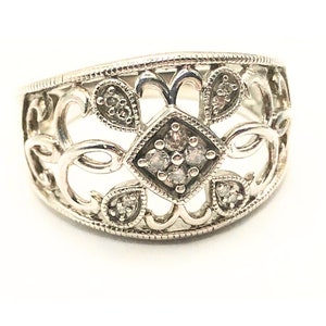 Sterling Silver Diamond Band Ring | 1/10 Cttw Natural White Round Diamonds | Size 7  I Elegant Ring I Promise Ring I Gift for Her